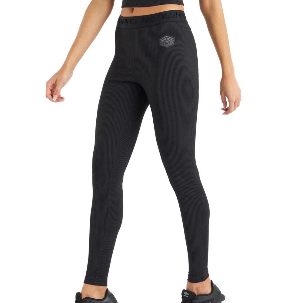 Umbro Women's Black Pro Training Ribbed Ankle Athletic Legging Size 10